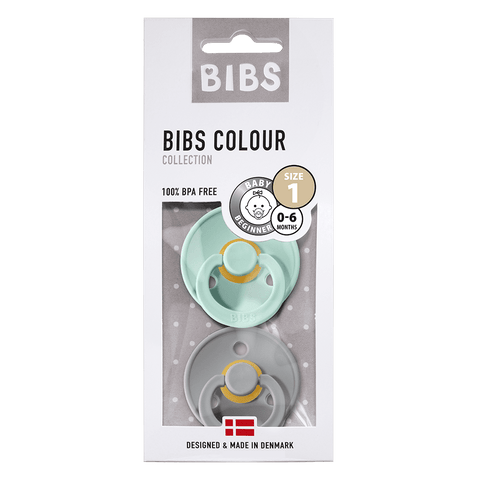 Bibs Twin Dummy Pack Size 1 – Mint/Cloud